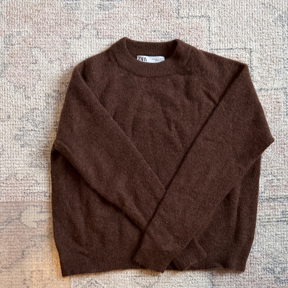 Zara Men's Rich Brown Crewneck Sweater